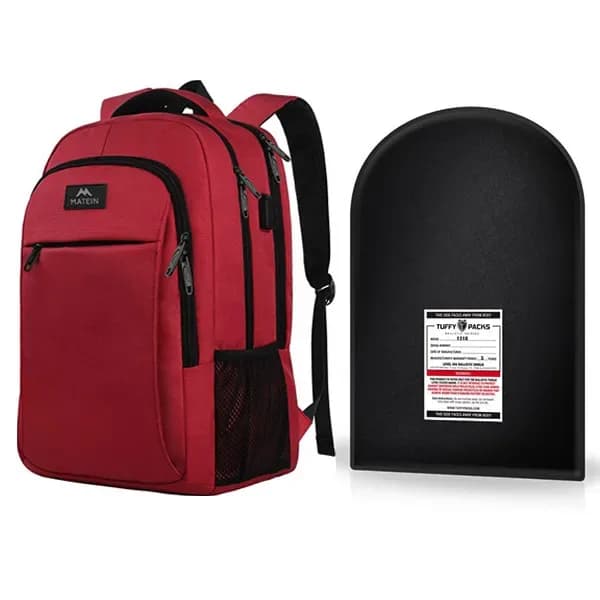 Bulletproof 11 X 14 Armored Level IIIA Ballistic Travel Laptop Backpack (Red)