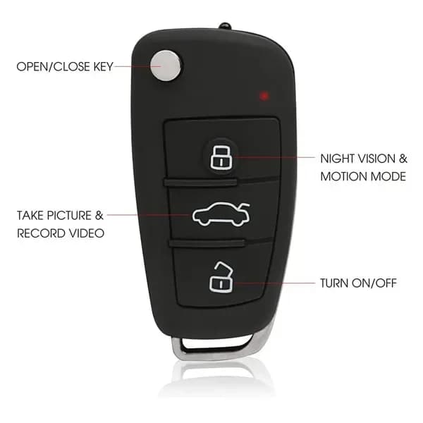 1080P HD Remote Control Key Fob Motion Detection Night Vision Camera