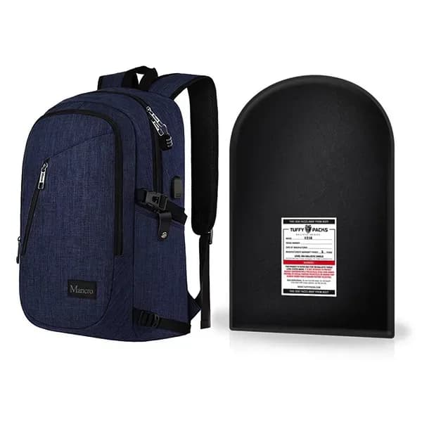Bulletproof 11 X 14 Armored Level IIIA Ballistic Travel Laptop Backpack (Blue)
