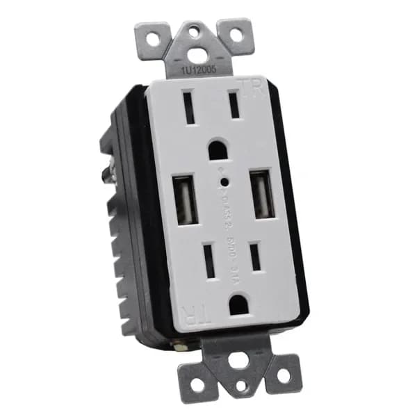 Fully Functional Hardwired USB Receptacle Outlet Plug With Wifi 4K UHD Camera