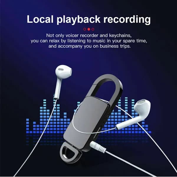 30 Day Voice Activated Backpack Metal Key Chain MP3 Recorder