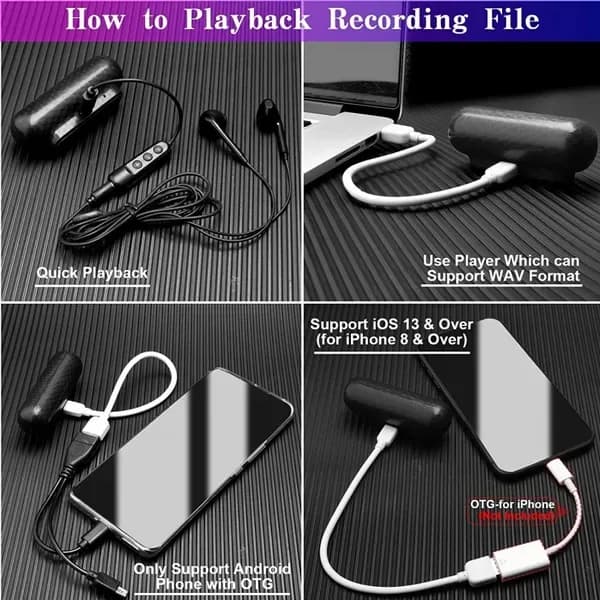 Magnetic 500 Hr Voice Activated Water Proof Recorder