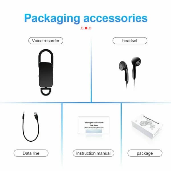30 Day Voice Activated Backpack Metal Key Chain MP3 Recorder