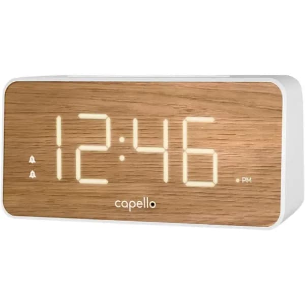 4K UHD Digital Alarm Wood Grain Clock Wifi Hidden Camera